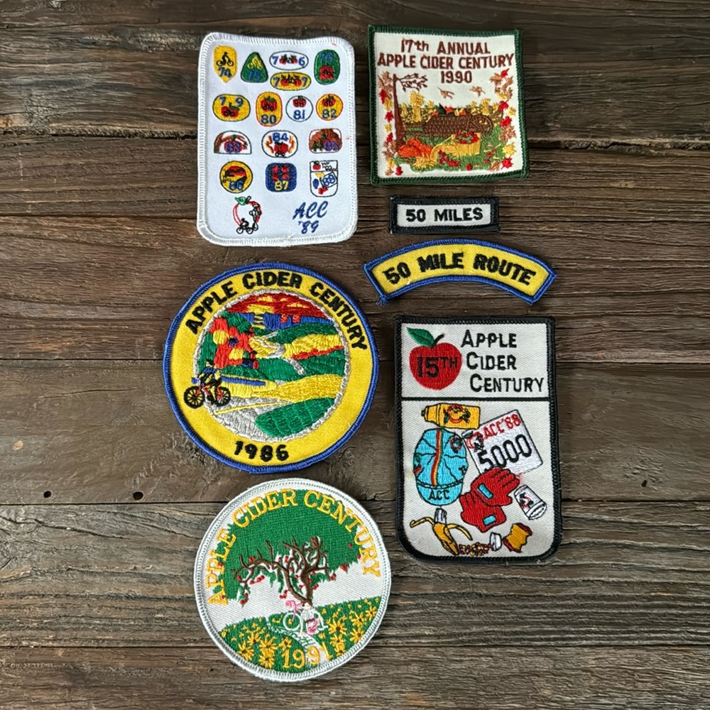 Vintage Apple Cider Century bike race patches
